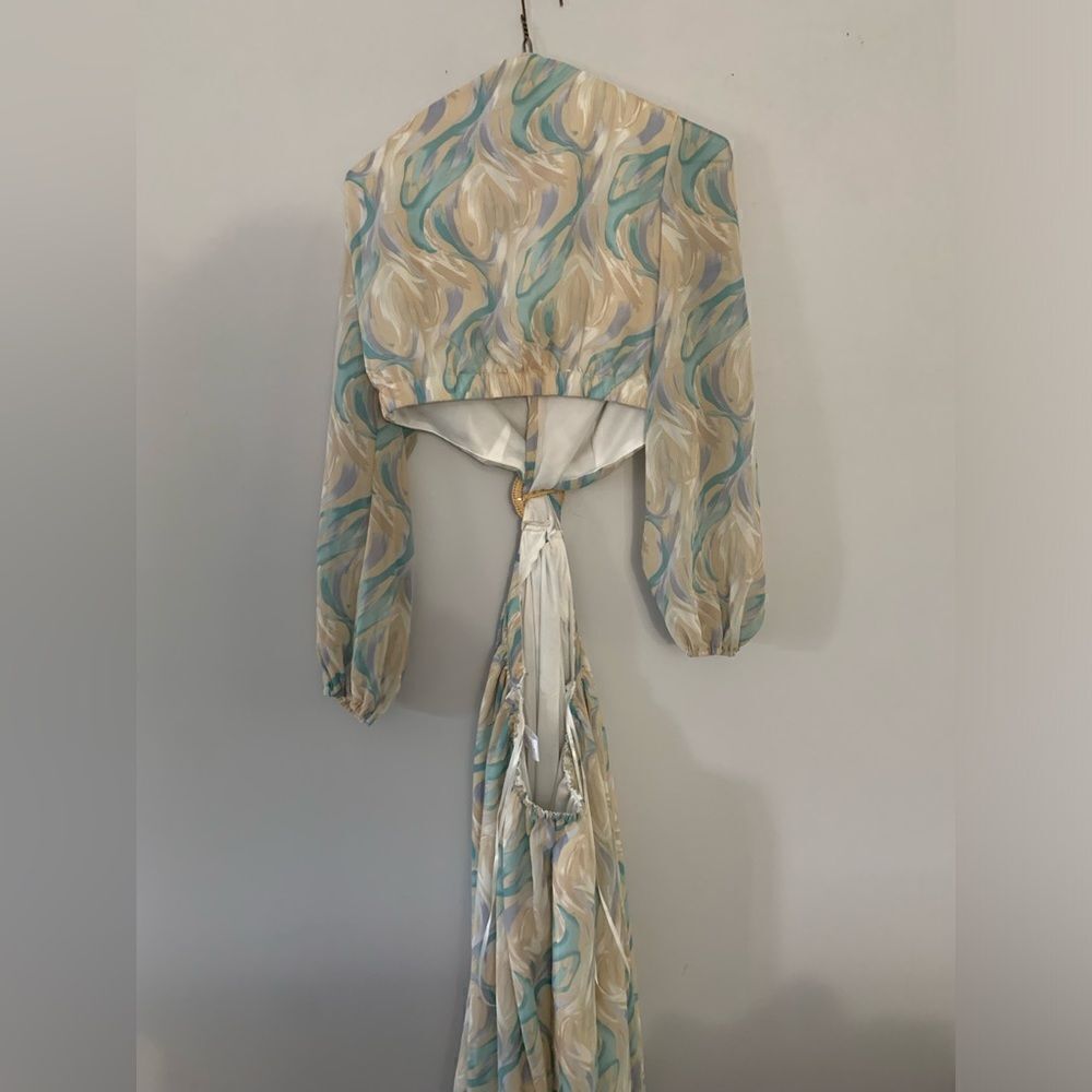 NWT Fashion Nova Eternal Beauty Maxi Dress Boho Blue Green Purple Taupe Size L - Picture 12 of 15